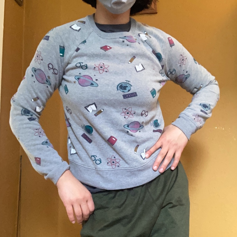 "SMART" school print gray sweatshirt